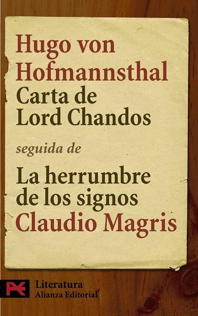 Carta de Lord Chandos | 9788420662183 | Hofmannsthal, Hugo von | Librería Castillón - Comprar libros online Aragón, Barbastro