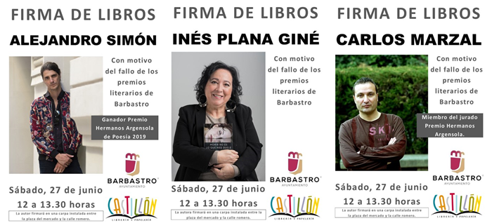 Inés Plana, Alejandro Simón y Carlos Marzal firman ejemplares en Librería Castillón | CastillónBlog - Librería Castillón - Comprar libros online Aragón, Barbastro