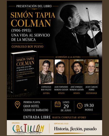 Librería Castillón presenta en Barbastro el libro "Simón Tapia Colman (1906-1993): una vida al servicio de la música" | Librería Castillón - Comprar libros online Aragón, Barbastro