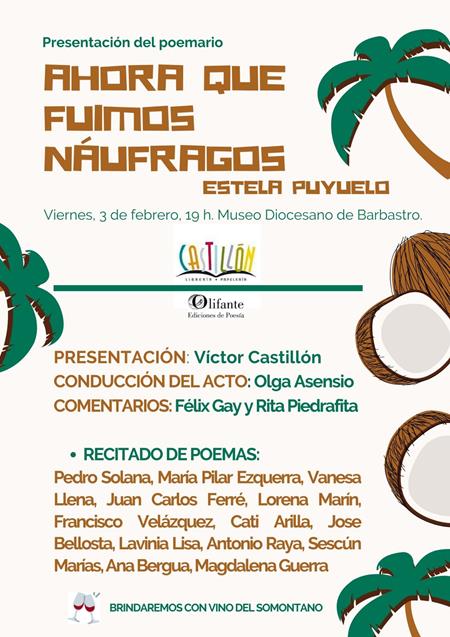 Estela Puyuelo presenta en Barbastro “Ahora que fuimos Náufragos” publicado por Olifante | Librería Castillón - Comprar libros online Aragón, Barbastro