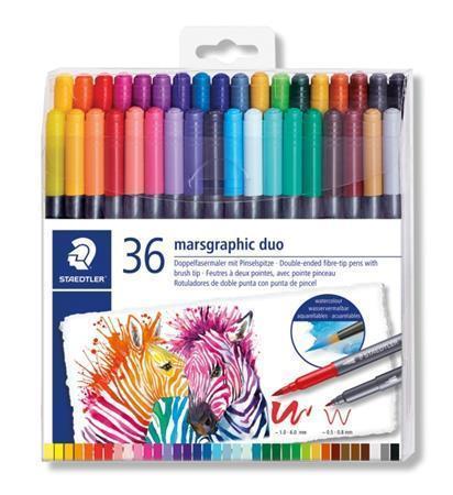Rotuladores acuarelables doble punta Staedtler 36 colores