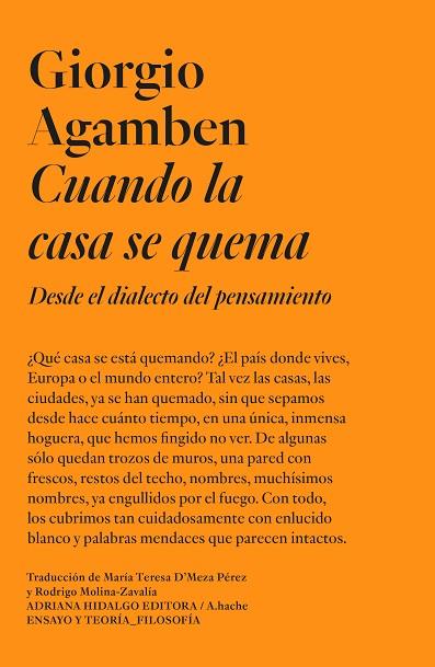 Cuando la casa se quema | 9788419208217 | Agamben, Giorgio | Librería Castillón - Comprar libros online Aragón, Barbastro