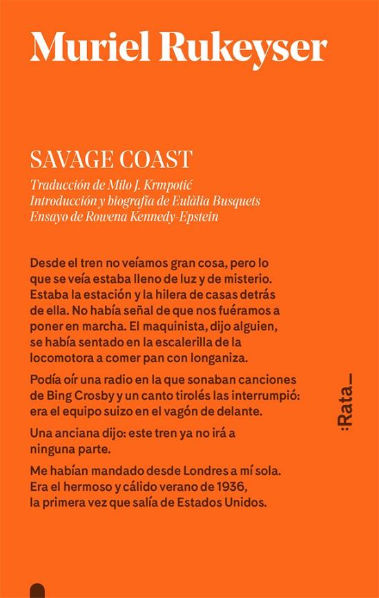 Savage Coast | 9788416738113 | Muriel Rukeyser | Librería Castillón - Comprar libros online Aragón, Barbastro