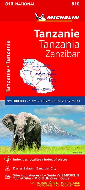 Mapa National Tanzania-Zanzíbar - MICHELIN 810 | 9782067242586 | MICHELIN | Librería Castillón - Comprar libros online Aragón, Barbastro