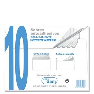 PAQUETE 10 SOBRES BOLSA 176X231MM 90GR BLANCO SAM A17495 (cuartilla) | 8412478649186 | Librería Castillón - Comprar libros online Aragón, Barbastro