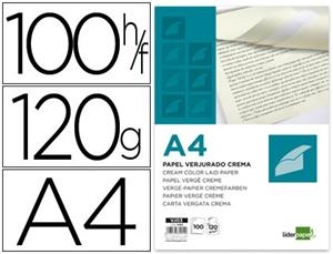 PAPEL A4 120GR 100H VERJURADO CREMA LP | 8423473319110 | Librería Castillón - Comprar libros online Aragón, Barbastro