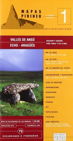 MAPA PIRINEO VALLES DE ANSO ECHO Y ARAGUES | 9788487997501 | Cruchaga Bermejo, Luis Javier | Librería Castillón - Comprar libros online Aragón, Barbastro