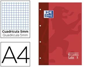 RECAMBIO A4 4T 80H CDL 5MM OXFORD SCHOOL ROJO | 8412771083427 | Librería Castillón - Comprar libros online Aragón, Barbastro