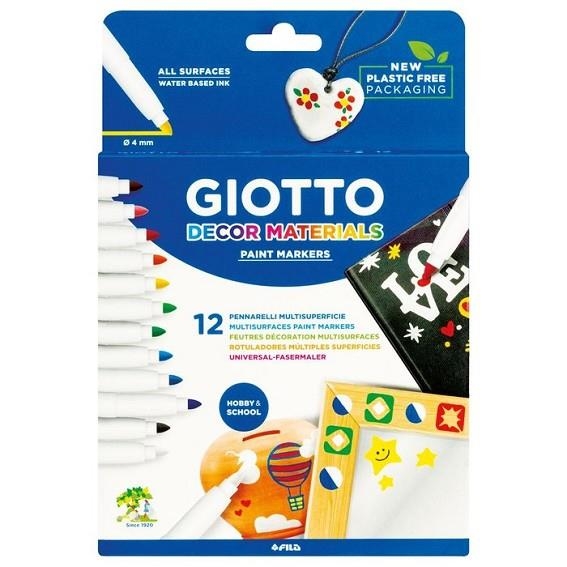 ROTULADOR GIOTTO DECOR MATERIALS CAJA 12 COLORES SURTIDOS | 8000825453403 | Librería Castillón - Comprar libros online Aragón, Barbastro
