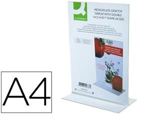 EXPOSITOR SOBREMESA Q-CONNECT CON FORMA DE T METACRILATO TAMAÑO A4 A DOS CARAS | 5705831041745 | Librería Castillón - Comprar libros online Aragón, Barbastro