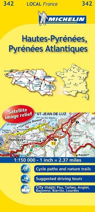 MAPA MICHELIN 342 LOCAL FRANCE HAUTES-PYRENEES Y ATLANTIQUES | 9782067133969 | Librería Castillón - Comprar libros online Aragón, Barbastro