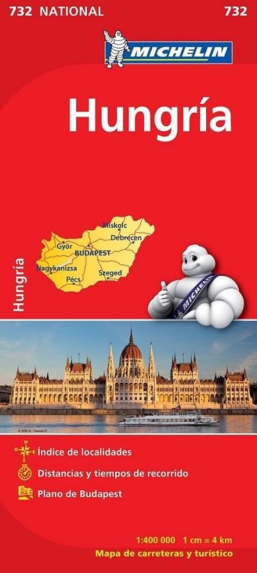MAPA NATIONAL HUNGRÍA - MICHELIN 732 | 9782067171909 | MICHELIN | Librería Castillón - Comprar libros online Aragón, Barbastro