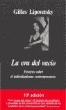 ERA DEL VACIO, LA | 9788433900838 | LIPOVETSKY, GILLES | Librería Castillón - Comprar libros online Aragón, Barbastro