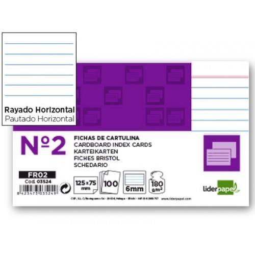 FICHA CARTULINA N.2 75X125MM 100UN RAYADAS HORIZONTAL 03524 | 3130630108016 | Librería Castillón - Comprar libros online Aragón, Barbastro