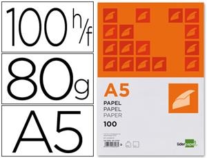 PAPEL A5 80GR 100H BLANCO LIDERPAPEL 28228 | 8423473282285 | Librería Castillón - Comprar libros online Aragón, Barbastro