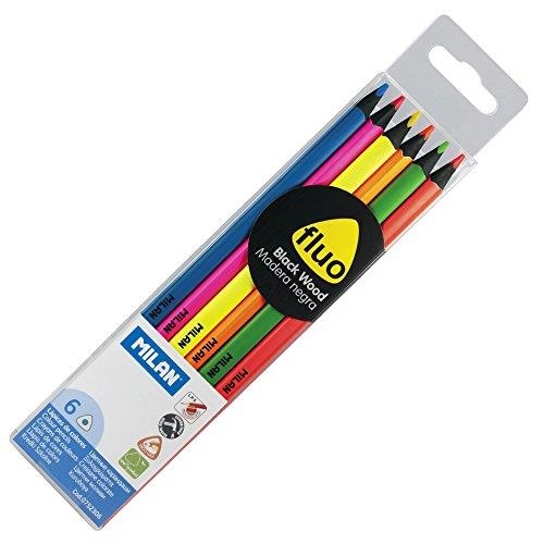 ESTUCHE 6 LAPICES FLUOR MADERA NEGRA (azul, fucsia, amarillo, naranja, verde, rojo) | 8411574048787 | Librería Castillón - Comprar libros online Aragón, Barbastro