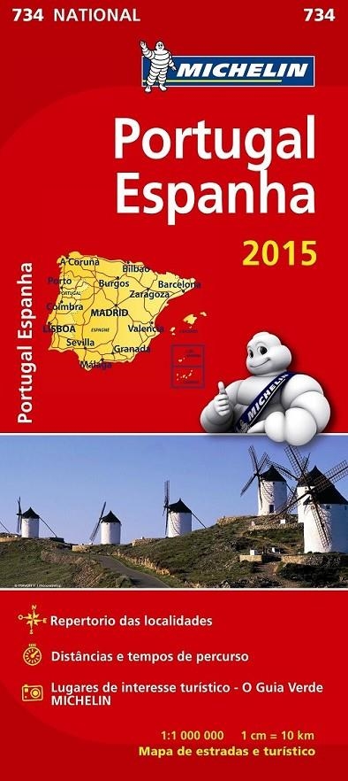 MAPA MICHELIN 734 ESPAÑA PORTUGAL ED.2015 | 9782067199569 | VV.AA. | Librería Castillón - Comprar libros online Aragón, Barbastro