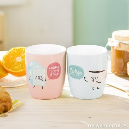 Set de 2 tazas ¿Cómo te gusta el café? Contigo - Rosa y azul | 8436547190263 | MR WONDERFUL | Librería Castillón - Comprar libros online Aragón, Barbastro