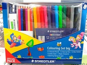 SET STAEDTLER PARA COLOREAR 61TCPL4 12 PINTURAS COLOR + 12 ROTULADORES + 12 CERAS + GOMA + SACAPUNTAS +BLOCK DIBUJO | 4007817011287 | Librería Castillón - Comprar libros online Aragón, Barbastro
