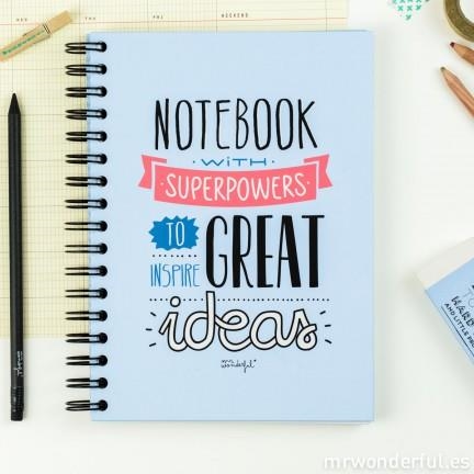 LIBRETA ESPIRAL A5 COLOR SUPERPOWERS GREAT IDEAS | 8436547184842 | MR WONDERFUL | Librería Castillón - Comprar libros online Aragón, Barbastro