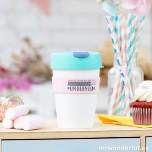 TAZA KEEP CUP MEDIANA HOY ES UN BUEN DIA PARA TENER UN BUEN DÍA (blanca) | 8436547191574 | MR WONDERFUL | Librería Castillón - Comprar libros online Aragón, Barbastro