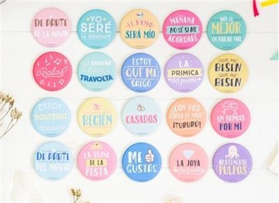 Chapas festivas para bodas y bodorrios (caja con 20 chapas distintas) | 8436547190713 | MR WONDERFUL | Librería Castillón - Comprar libros online Aragón, Barbastro