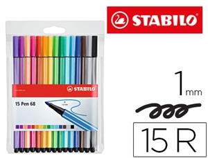 ROTULADOR STABILO ACUARELABLE PEN 68 ESTUCHE DE 15 COLORES SURTIDOS 1MM 6815-1 / 78056 | 4006381455831 | Librería Castillón - Comprar libros online Aragón, Barbastro