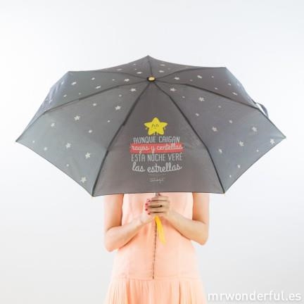 PARAGUAS PEQUEÑO PLEGABLE AUNQUE CAIGAN RAYOS Y CENTELLAS ESTA NOCHE VERÉ LAS ESTRELLAS | 8436547190096 | MR WONDERFUL | Librería Castillón - Comprar libros online Aragón, Barbastro