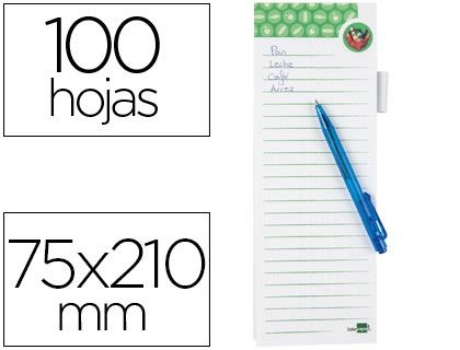 BLOC NOTAS IMANTADO LISTA DE LA COMPRA PARA NEVERA 75X210MM CON BOLÍGRAFO MINI 100H 74014 | 8423473740143 | Librería Castillón - Comprar libros online Aragón, Barbastro