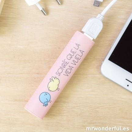 POWER BANK BATERIA EXTERNA SONRIE QUE LA VIDA VUELA - MR WONDERFUL | 8436557680082 | MR WONDERFUL | Librería Castillón - Comprar libros online Aragón, Barbastro