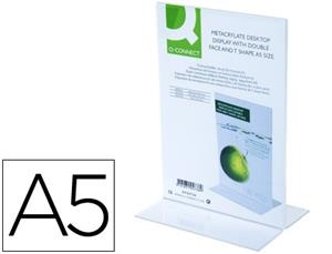 EXPOSITOR SOBREMESA Q-CONNECT CON FORMA DE T METACRILATO TAMAÑO A5 A DOS CARAS | 5705831041752 | Librería Castillón - Comprar libros online Aragón, Barbastro