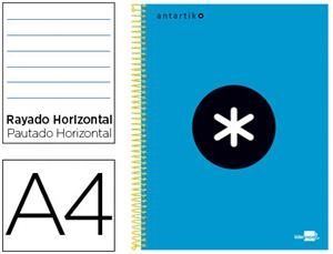 CUADERNO ESPIRAL LIDERPAPEL ANTARTIK A4 TAPA FORRADA 120H 100GR HORIZONTAL 5 BANDAS 4 TALADROS AZUL | 8423473745421 | Librería Castillón - Comprar libros online Aragón, Barbastro