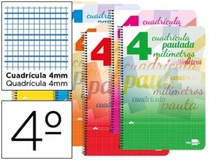 CUADERNO ESPIRAL LIDERPAPEL PAUTAGUIA 4º TAPA EXTRA DURA 80H 80GR CUADRICULA 4MM CON MARGEN | 8423473739284 | Librería Castillón - Comprar libros online Aragón, Barbastro