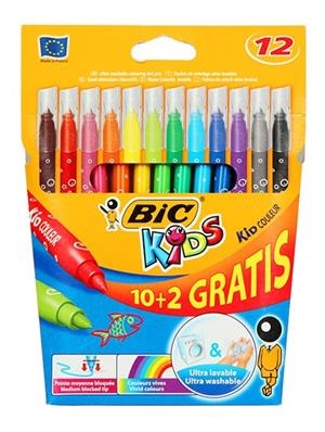 ROTULADOR BIC KIDS 10+2 COLORES ** ULTRA LAVABLE ** | 3270220103226 | Librería Castillón - Comprar libros online Aragón, Barbastro