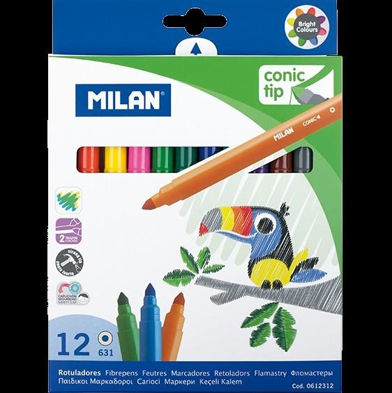 MILAN ROTULADORES CONIC TIP 12 COLORES | 8411574008347 | Librería Castillón - Comprar libros online Aragón, Barbastro