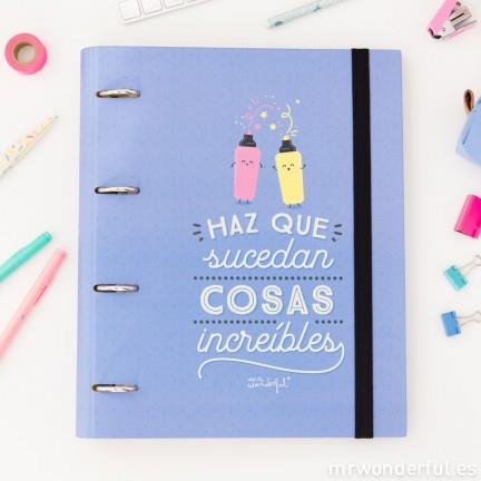 CARPETA CON ANILLAS HAZ QUE SUCEDAN COSAS INCREIBLES - MR WONDERFUL | 8435460707459 | MR WONDERFUL | Librería Castillón - Comprar libros online Aragón, Barbastro