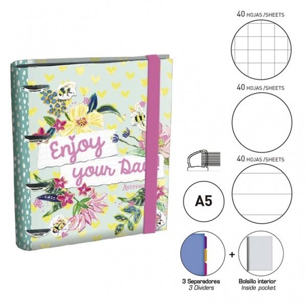 RINGBOOK A5 4A EQUIP ACCESSORIZE ENJOY YOUR DAY 45507 | 8412885123057 | Librería Castillón - Comprar libros online Aragón, Barbastro