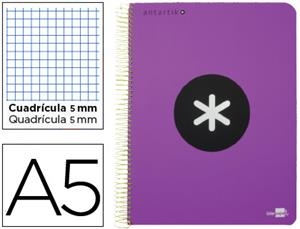 CUADERNO ESPIRAL LIDERPAPEL ANTARTIK A5 MICROPERFORADO TAPA PLASTICO 120H 100GR CDL 5MM CON BANDAS DE COLOR Y PERFORADO VIOLETA | 8423773744759 | Librería Castillón - Comprar libros online Aragón, Barbastro