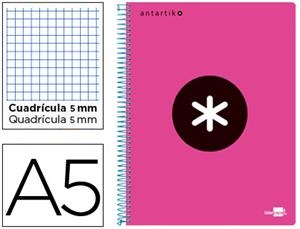 CUADERNO ESPIRAL LIDERPAPEL ANTARTIK A5 MICROPERFORADO TAPA PLASTICO 120H 100GR CDL 5MM CON BANDAS DE COLOR Y PERFORADO ROSA | 8423773744766 | Librería Castillón - Comprar libros online Aragón, Barbastro
