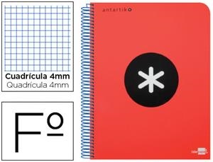 CUADERNO ESPIRAL LIDERPAPEL ANTARTIK FOLIO TAPA PLASTICO 80H 100GR CDL 4MM  ROJO | 8423773744834 | Librería Castillón - Comprar libros online Aragón, Barbastro