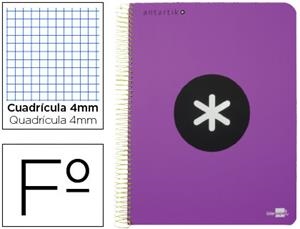 CUADERNO ESPIRAL LIDERPAPEL ANTARTIK FOLIO TAPA PLASTICO 80H 100GR CDL 4MM VIOLETA | 8423773744858 | Librería Castillón - Comprar libros online Aragón, Barbastro