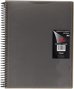 CARPETA FUNDAS ESPIRAL 60 BOLSAS A4 CON BOLSILLO NEGRA | 8429640424601 | Librería Castillón - Comprar libros online Aragón, Barbastro