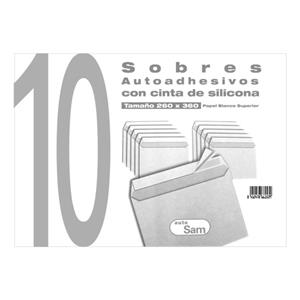 PAQUETE 10 SOBRE BOLSA 260x360 SAM BLANCO TIRA SILICONA FOLIO PROLONGADO | 8412478651110 | Librería Castillón - Comprar libros online Aragón, Barbastro