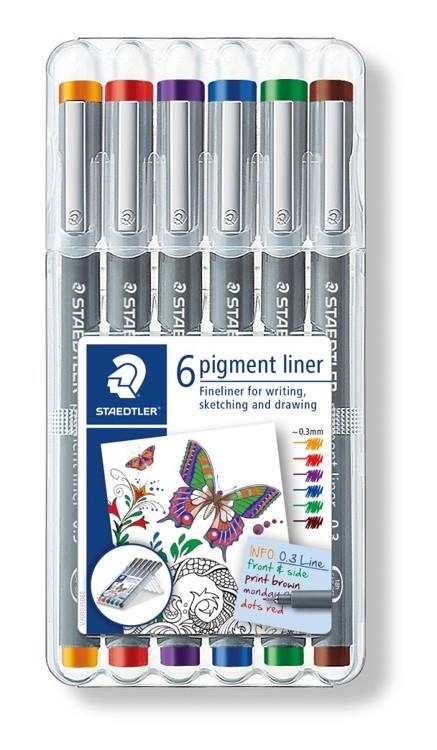 ESTUCHE 6 ROTULADORES PIGMENT LINER 0.3MM EN COLORES 30803SSB6 | 4007817036747 | Librería Castillón - Comprar libros online Aragón, Barbastro