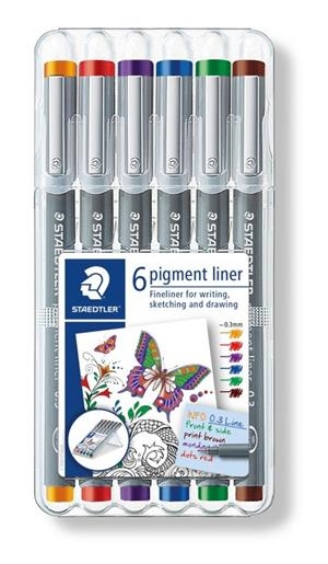 ESTUCHE 6 ROTULADORES PIGMENT LINER 0.3MM EN COLORES 30803SSB6 | 4007817036747 | Librería Castillón - Comprar libros online Aragón, Barbastro