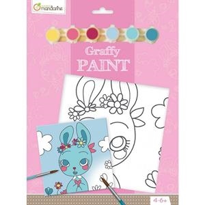 GRAFFY PAINT LIENZO + 1 PINCEL + 6 PINTURAS CONEJITA AZUL | 3609510530150 | Librería Castillón - Comprar libros online Aragón, Barbastro