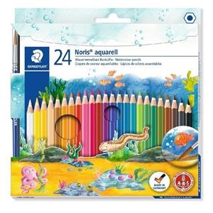 LÁPICES ACUARELABLES STAEDTLER NORIS AQUARELL 24 COLORES SURTIDOS + PINCEL | 4007817144282 | Librería Castillón - Comprar libros online Aragón, Barbastro