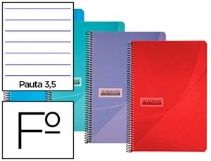 CUADERNO LIDERPAPEL PAPERCOP ESPIRAL FOLIO TAPA PLASTICO 80 H 90 GR PAUTA 3.5MM CON MARGEN EN COLORES SURTIDOS | 8423473681101 | Librería Castillón - Comprar libros online Aragón, Barbastro