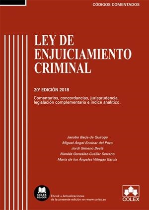Ley de Enjuiciamiento Criminal Comentada | 9788417135478 | Barja de Quiroga, Jacobo/Encinar del Pozo, Miguel Ángel/Gimeno Beviá, Jordi/González-Cuéllar Serrano | Librería Castillón - Comprar libros online Aragón, Barbastro