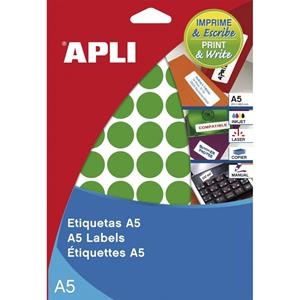 ETIQUETAS APLI 12106 A5 REDONDAS VERDE 19 MM  | 8410782121060 | Librería Castillón - Comprar libros online Aragón, Barbastro